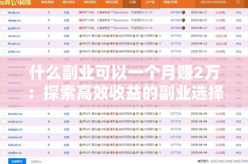 什么副业可以一个月赚2万：探索高效收益的副业选择
