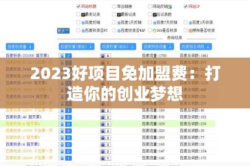2023好项目免加盟费：打造你的创业梦想