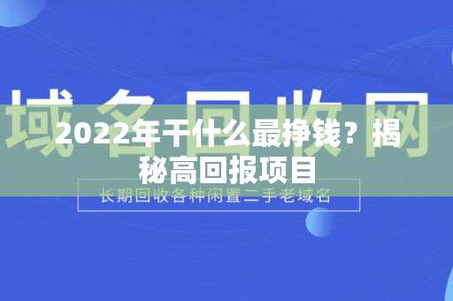 2022年干什么最挣钱？揭秘高回报项目