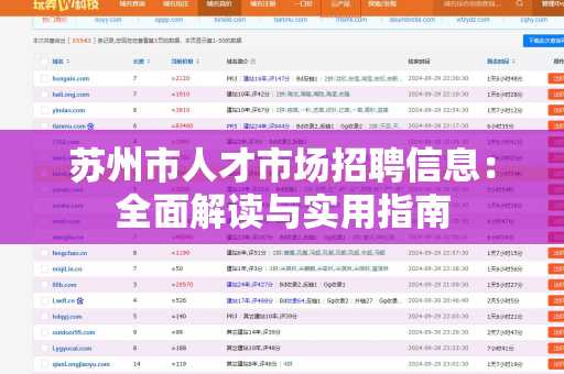 苏州市人才市场招聘信息：全面解读与实用指南