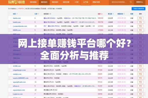 网上接单赚钱平台哪个好？全面分析与推荐