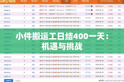 小件搬运工日结400一天：机遇与挑战