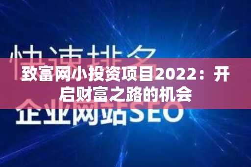 致富网小投资项目2022：开启财富之路的机会