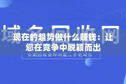 现在的趋势做什么赚钱：让您在竞争中脱颖而出