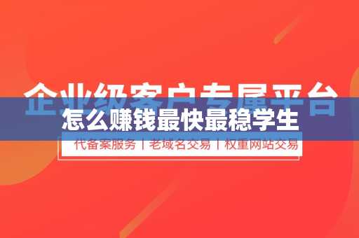 怎么赚钱最快最稳学生