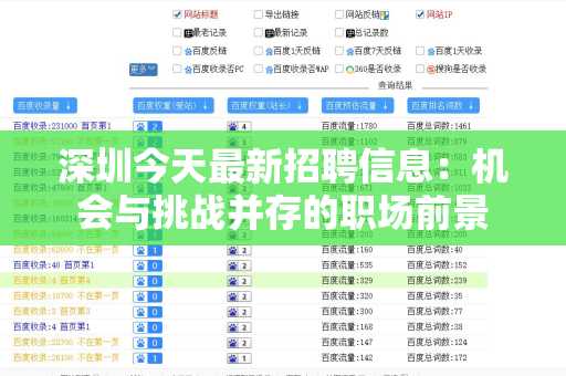 深圳今天最新招聘信息：机会与挑战并存的职场前景