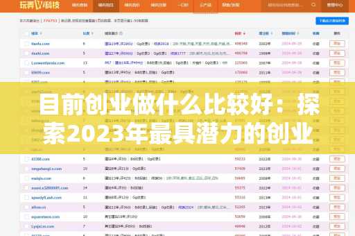 目前创业做什么比较好：探索2023年最具潜力的创业方向