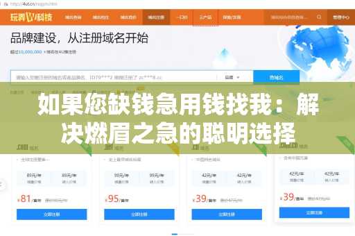 如果您缺钱急用钱找我：解决燃眉之急的聪明选择