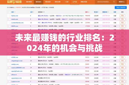 未来最赚钱的行业排名：2024年的机会与挑战