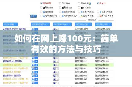 如何在网上赚100元：简单有效的方法与技巧