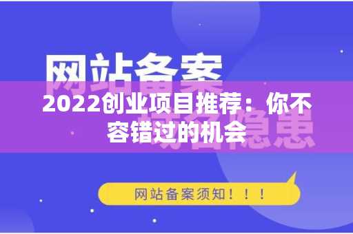 2022创业项目推荐：你不容错过的机会