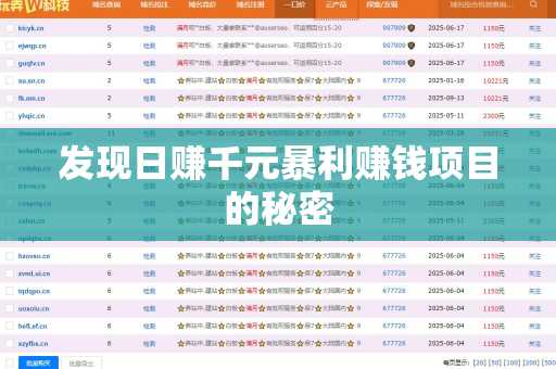 发现日赚千元暴利赚钱项目的秘密