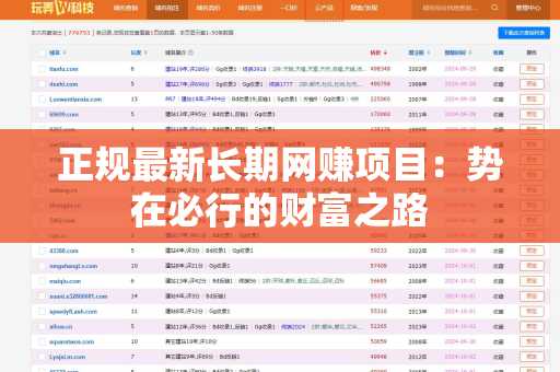 正规最新长期网赚项目：势在必行的财富之路