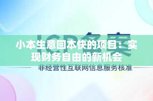 小本生意回本快的项目：实现财务自由的新机会