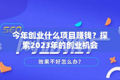 今年创业什么项目赚钱？探索2023年的创业机会