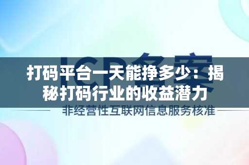 打码平台一天能挣多少：揭秘打码行业的收益潜力