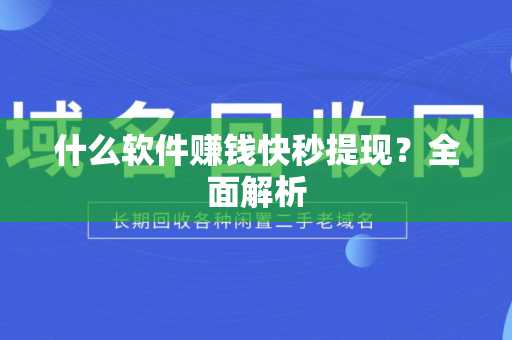 什么软件赚钱快秒提现？全面解析