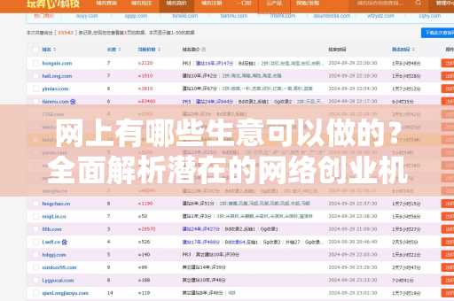 网上有哪些生意可以做的？全面解析潜在的网络创业机会