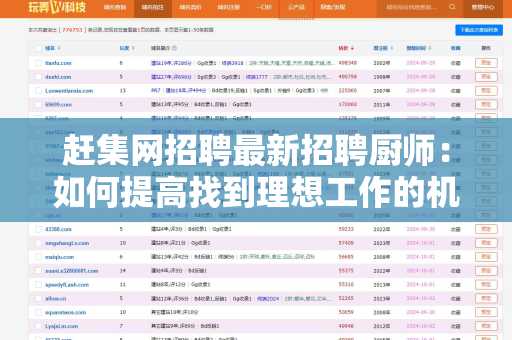赶集网招聘最新招聘厨师：如何提高找到理想工作的机会