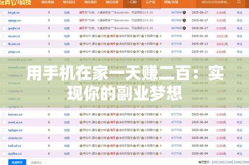 用手机在家一天赚二百：实现你的副业梦想