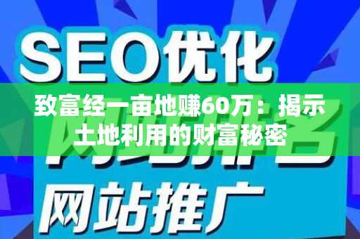 致富经一亩地赚60万：揭示土地利用的财富秘密