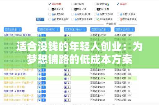 适合没钱的年轻人创业：为梦想铺路的低成本方案