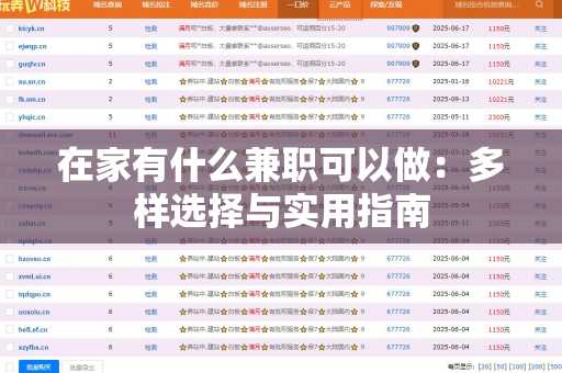 在家有什么兼职可以做：多样选择与实用指南