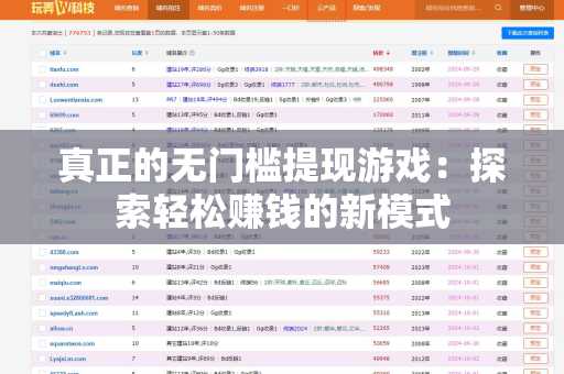真正的无门槛提现游戏：探索轻松赚钱的新模式