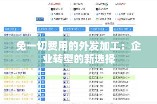 免一切费用的外发加工：企业转型的新选择