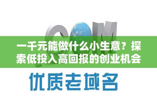 一千元能做什么小生意？探索低投入高回报的创业机会