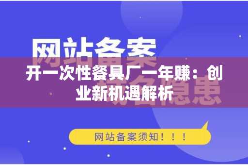 开一次性餐具厂一年赚：创业新机遇解析