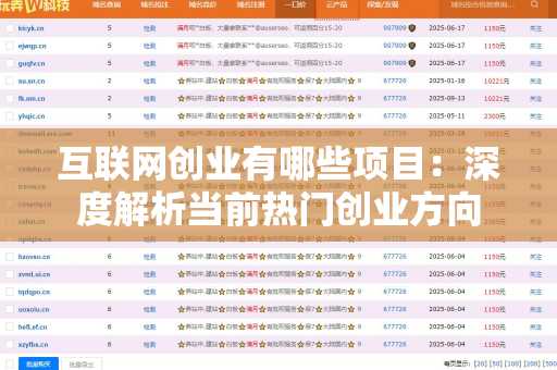 互联网创业有哪些项目：深度解析当前热门创业方向