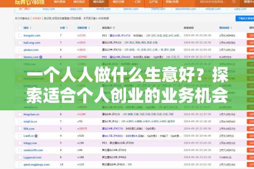 一个人人做什么生意好？探索适合个人创业的业务机会