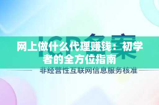 网上做什么代理赚钱：初学者的全方位指南