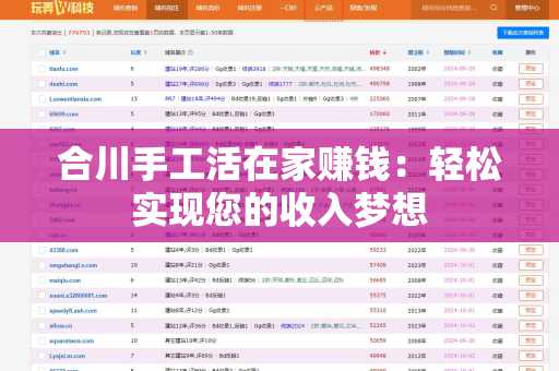 合川手工活在家赚钱：轻松实现您的收入梦想