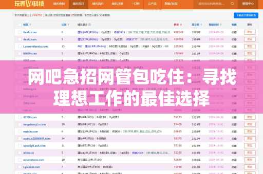 网吧急招网管包吃住：寻找理想工作的最佳选择
