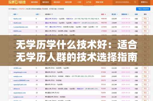 无学历学什么技术好：适合无学历人群的技术选择指南