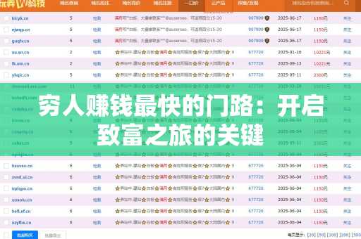 穷人赚钱最快的门路：开启致富之旅的关键