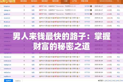 男人来钱最快的路子：掌握财富的秘密之道