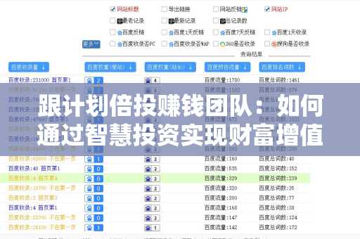 跟计划倍投赚钱团队：如何通过智慧投资实现财富增值