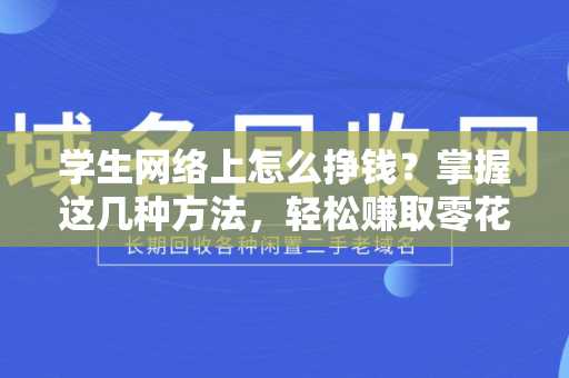学生网络上怎么挣钱？掌握这几种方法，轻松赚取零花钱！