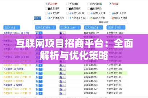 互联网项目招商平台：全面解析与优化策略