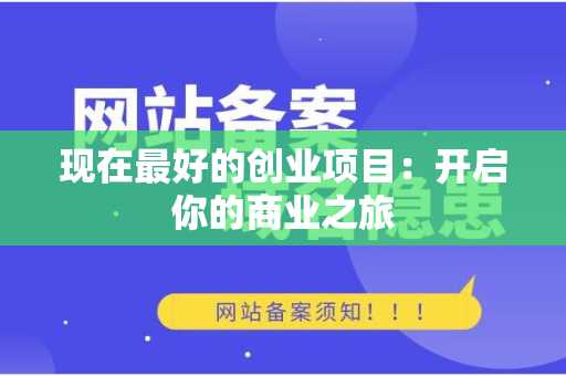 现在最好的创业项目：开启你的商业之旅