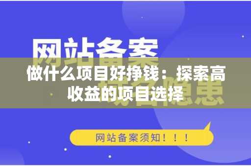 做什么项目好挣钱：探索高收益的项目选择