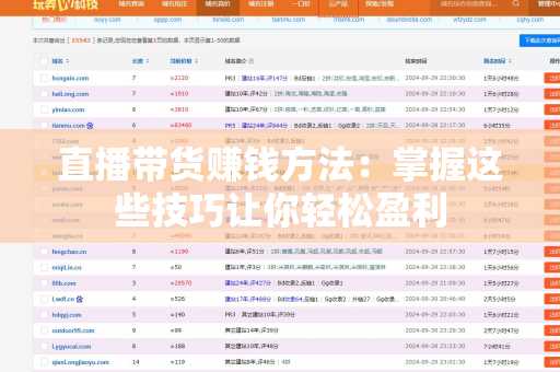 直播带货赚钱方法：掌握这些技巧让你轻松盈利