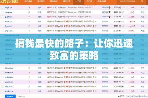 搞钱最快的路子：让你迅速致富的策略