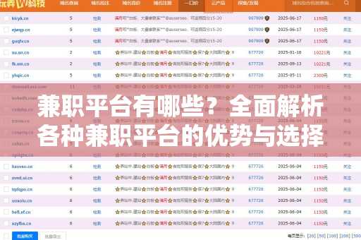 兼职平台有哪些？全面解析各种兼职平台的优势与选择
