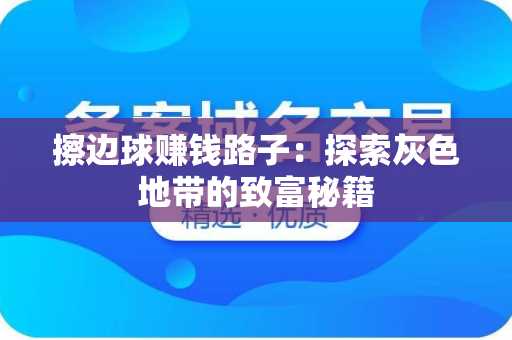 擦边球赚钱路子：探索灰色地带的致富秘籍
