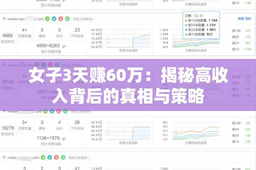 女子3天赚60万：揭秘高收入背后的真相与策略