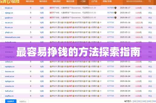 最容易挣钱的方法探索指南